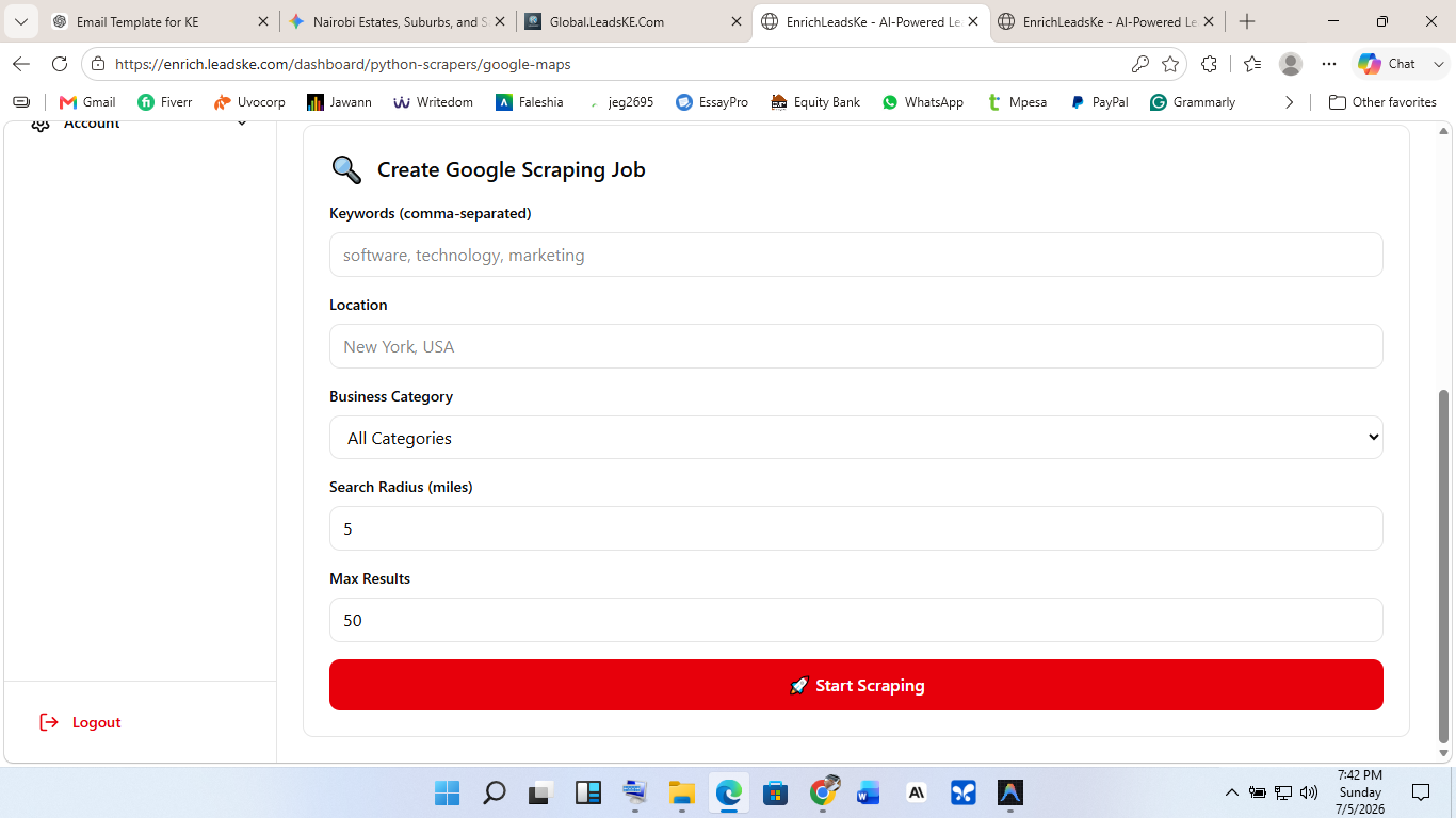 Configure Your Scraping Job